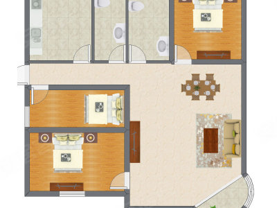 3室2厅 163.00平米户型图