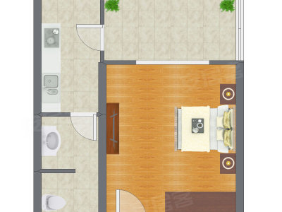 1室0厅 60.75平米