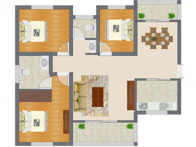 3室2厅 80.15平米