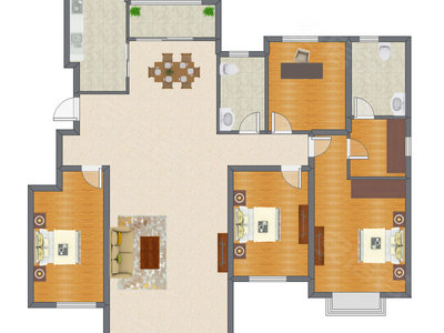 4室2厅 190.00平米户型图
