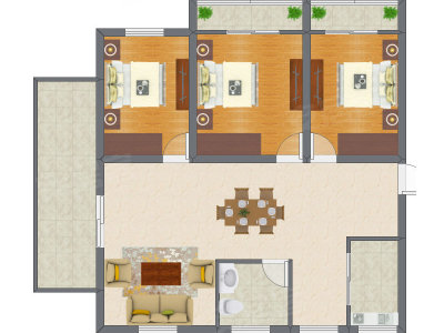 3室2厅 92.11平米