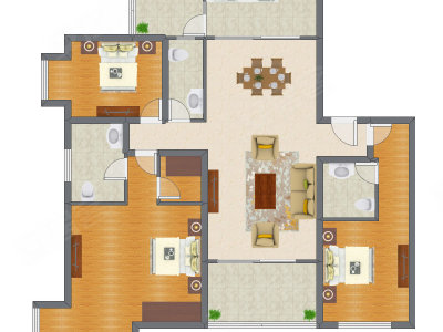 3室2厅 181.00平米户型图
