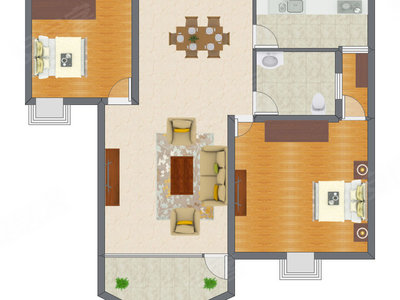 2室2厅 88.74平米