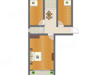 3室1厅 60.90平米