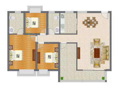 3室2厅 106.00平米