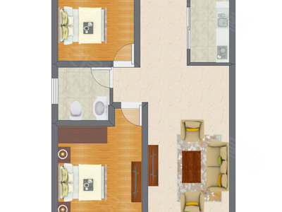 2室1厅 68.95平米