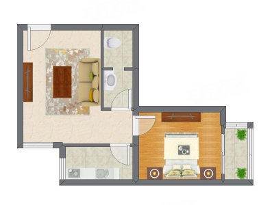 1室1厅 47.64平米