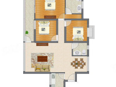3室2厅 135.80平米户型图