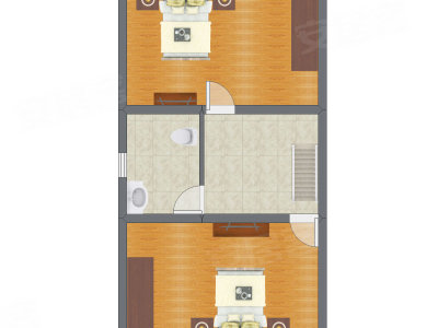 2室2厅 43.61平米户型图