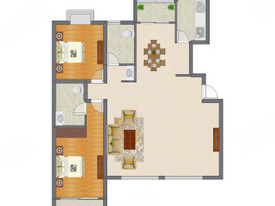 2室2厅 89.50平米