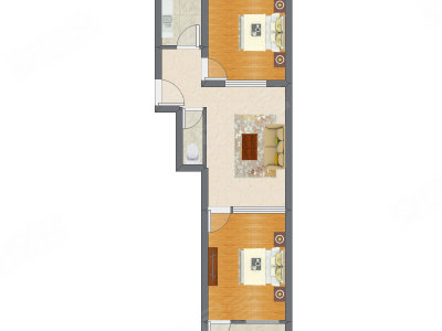 2室1厅 65.20平米户型图