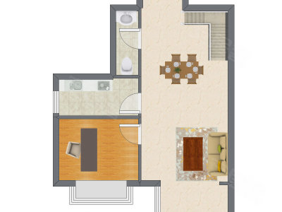 1室2厅 92.97平米户型图