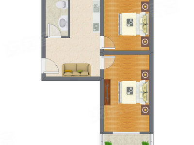 2室1厅 57.00平米