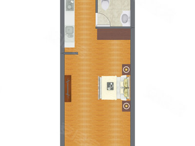 1室0厅 33.74平米户型图