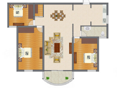3室2厅 109.61平米户型图
