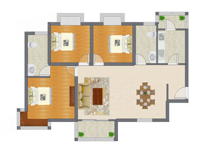 3室2厅 99.04平米