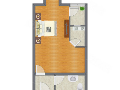 1室0厅 45.90平米户型图