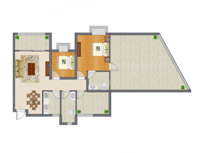 2室2厅 113.95平米户型图