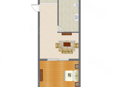 1室1厅 60.41平米户型图