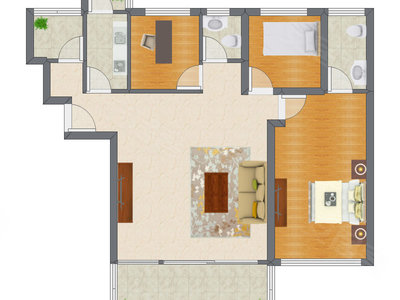 3室1厅 142.16平米户型图