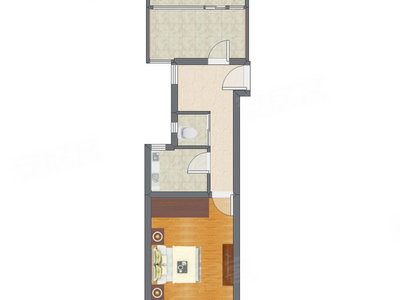 1室1厅 47.75平米户型图