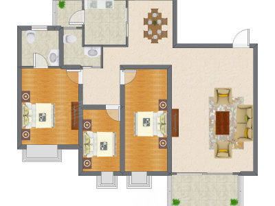 3室2厅 190.00平米