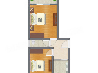 2室1厅 31.49平米户型图