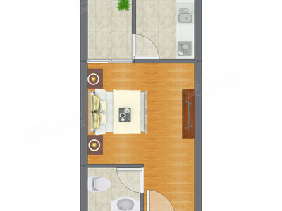 1室0厅 40.95平米户型图