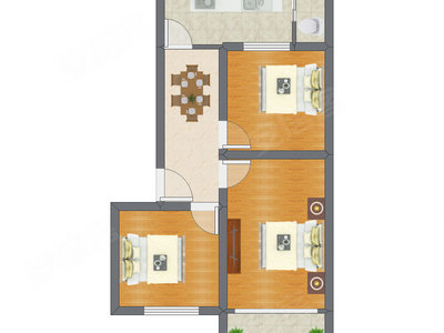3室1厅 64.76平米
