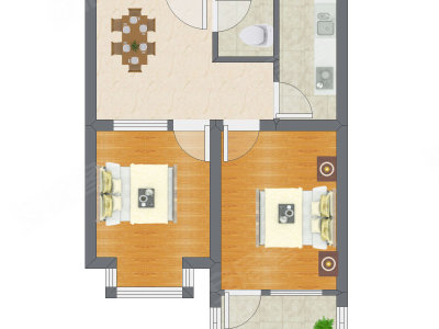 2室1厅 59.02平米户型图