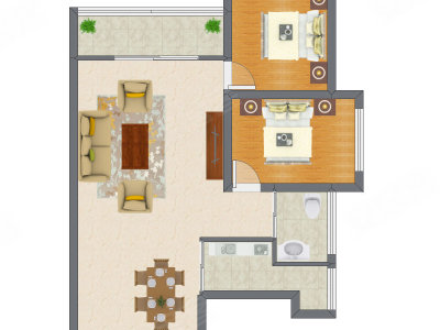 2室2厅 72.30平米户型图