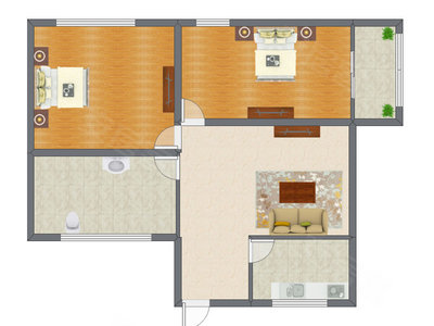 2室1厅 101.00平米户型图