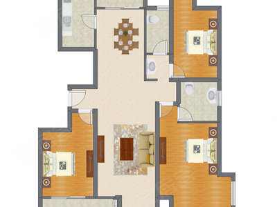 3室2厅 151.27平米