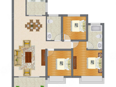 3室2厅 117.40平米