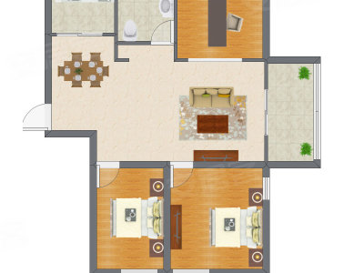 2室2厅 67.87平米户型图