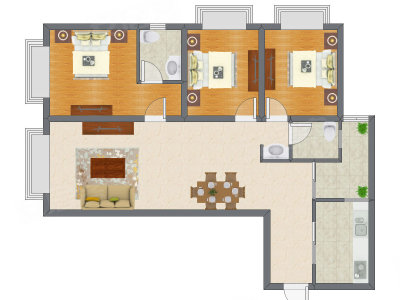 3室2厅 113.40平米