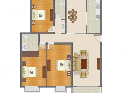 3室2厅 165.00平米户型图
