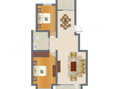 2室2厅 91.54平米户型图