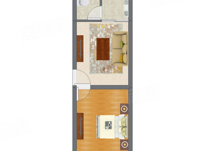 1室1厅 44.73平米户型图