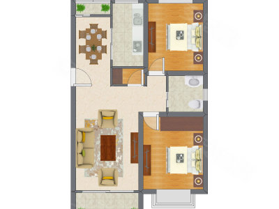 2室2厅 94.12平米户型图