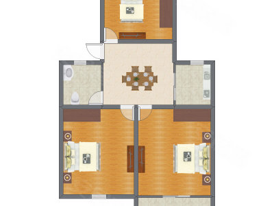 3室1厅 83.58平米