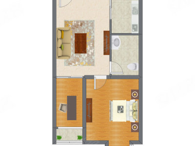 2室1厅 76.39平米户型图