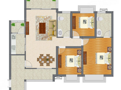 3室2厅 118.46平米