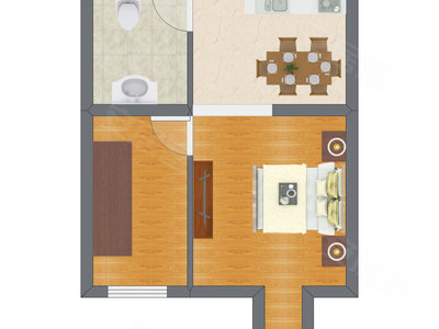 1室1厅 43.75平米