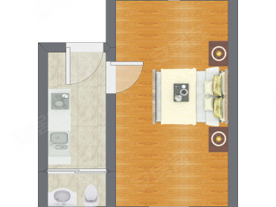 1室0厅 32.39平米户型图