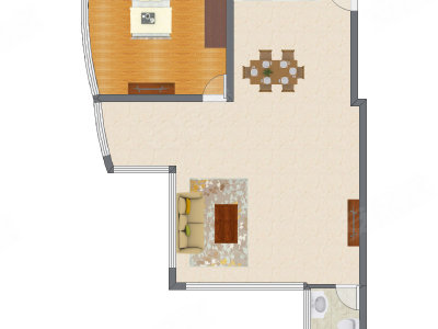1室2厅 100.00平米户型图