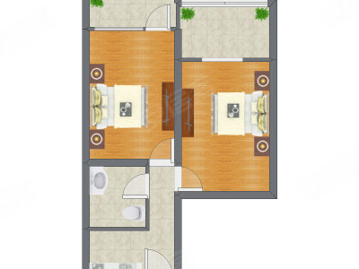 2室0厅 72.12平米户型图