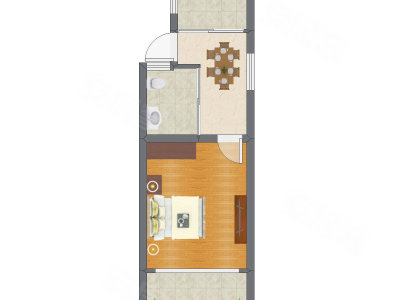 1室1厅 40.70平米户型图