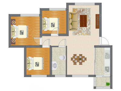 3室2厅 69.50平米