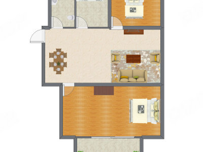 2室1厅 76.80平米